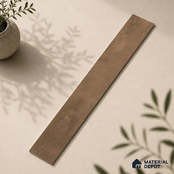 Wooden Look Floor Tile TL 10897 Oxford Cognac 4 ft x 8 inc Matte Finish Vitrified Tile - 9 mm | 6 Random Design | Suitable For Living Room, Bedroom & Dining Area | 2-3 mm Spacer is Mandatory