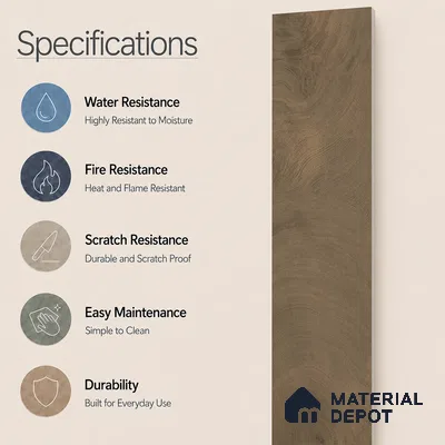 Wooden Look Floor Tile TL 10897 B Oxford Walnut 4 ft x 8 inc Matte Finish Vitrified Tile - 9 mm | 6 Random Design | Suitable For Living Room, Bedroom & Dining Area | 2-3 mm Spacer is Mandatory