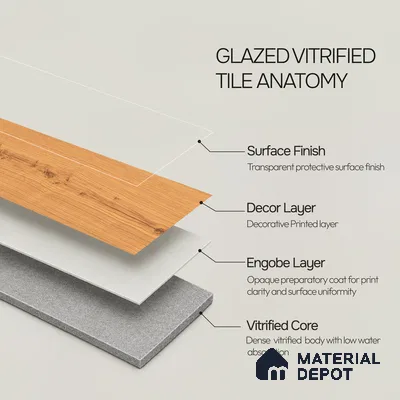 Wooden Look Floor Tile TL 10898 Delaware Roble 4 ft x 8 inc Matte Finish Vitrified Tile - 9 mm | 6 Random Design | Suitable For Living Room, Bedroom & Dining Area | 2-3 mm Spacer is Mandatory (Sample)