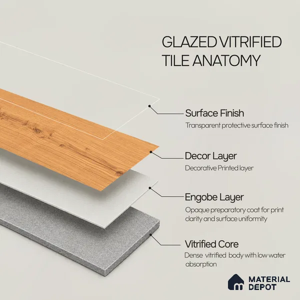 Wooden Look Floor Tile TL 10898 Delaware Roble 4 ft x 8 inc Matte Finish Vitrified Tile - 9 mm | 6 Random Design | Suitable For Living Room, Bedroom & Dining Area | 2-3 mm Spacer is Mandatory (Sample)