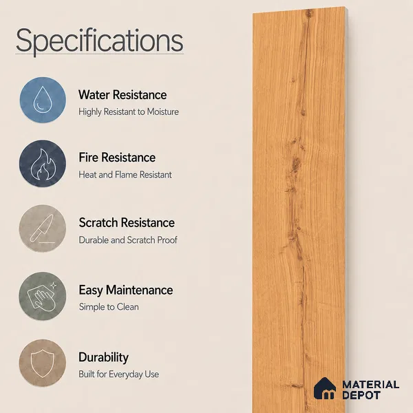 Wooden Look Floor Tile TL 10898 Delaware Roble 4 ft x 8 inc Matte Finish Vitrified Tile - 9 mm | 6 Random Design | Suitable For Living Room, Bedroom & Dining Area | 2-3 mm Spacer is Mandatory (Sample)