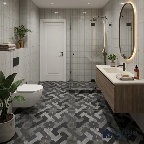 Patterned Look Floor Tile TL 10900 Alchemy Decore 2 ft x 2 ft Fusion Carving Matte Finish Vitrified Tile - 9 mm | 4 Random Design | Suitable For Bathroom, Terrace & Balcony | Please Expect a Slight Variation of Pattern