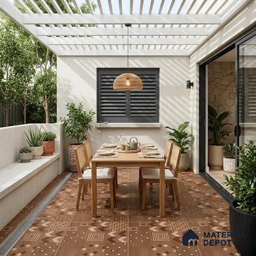 Patterned Look Floor Tile TL 10901 Tive Cotto Decore 2 ft x 2 ft Fusion Carving Matte Finish Vitrified Tile - 9 mm | 2 Random Design | Suitable For Bathroom, Terrace & Balcony | Please Expect a Slight Variation of Pattern