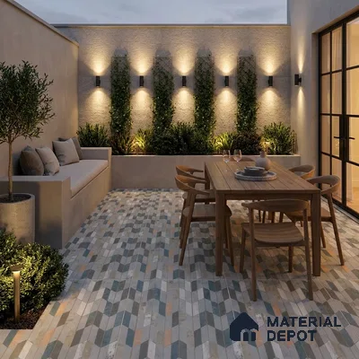 Patterned Look Floor Tile TL 10903 Zigedge Decore 2 ft x 2 ft Fusion Carving Matte Finish Vitrified Tile - 9 mm | 2 Random Design | Suitable For Bathroom, Terrace & Balcony | Please Expect a Slight Variation of Pattern
