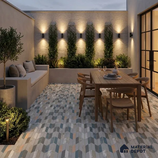 Patterned Look Floor Tile TL 10903 Zigedge Decore 2 ft x 2 ft Fusion Carving Matte Finish Vitrified Tile - 9 mm | 2 Random Design | Suitable For Bathroom, Terrace & Balcony | Please Expect a Slight Variation of Pattern
