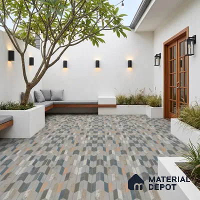 Patterned Look Floor Tile TL 10903 Zigedge Decore 2 ft x 2 ft Fusion Carving Matte Finish Vitrified Tile - 9 mm | 2 Random Design | Suitable For Bathroom, Terrace & Balcony | Please Expect a Slight Variation of Pattern