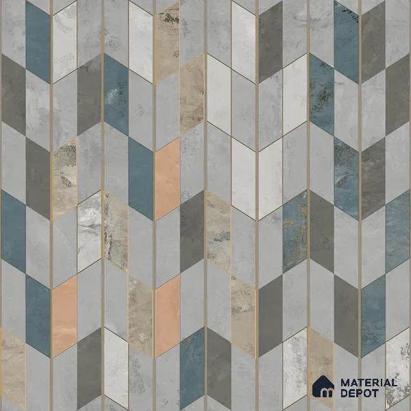 Patterned Look Floor Tile TL 10903 Zigedge Decore 2 ft x 2 ft Fusion Carving Matte Finish Vitrified Tile - 9 mm | 2 Random Design | Suitable For Bathroom, Terrace & Balcony | Please Expect a Slight Variation of Pattern