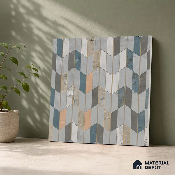 Patterned Look Floor Tile TL 10903 Zigedge Decore 2 ft x 2 ft Fusion Carving Matte Finish Vitrified Tile - 9 mm | 2 Random Design | Suitable For Bathroom, Terrace & Balcony | Please Expect a Slight Variation of Pattern