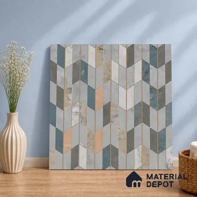 Patterned Look Floor Tile TL 10903 Zigedge Decore 2 ft x 2 ft Fusion Carving Matte Finish Vitrified Tile - 9 mm | 2 Random Design | Suitable For Bathroom, Terrace & Balcony | Please Expect a Slight Variation of Pattern