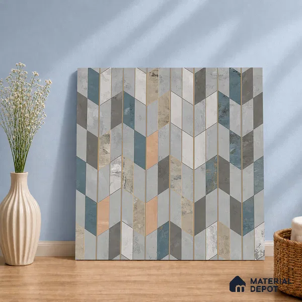 Patterned Look Floor Tile TL 10903 Zigedge Decore 2 ft x 2 ft Fusion Carving Matte Finish Vitrified Tile - 9 mm | 2 Random Design | Suitable For Bathroom, Terrace & Balcony | Please Expect a Slight Variation of Pattern