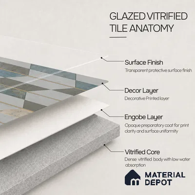 Patterned Look Floor Tile TL 10903 Zigedge Decore 2 ft x 2 ft Fusion Carving Matte Finish Vitrified Tile - 9 mm | 2 Random Design | Suitable For Bathroom, Terrace & Balcony | Please Expect a Slight Variation of Pattern