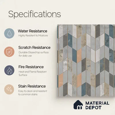 Patterned Look Floor Tile TL 10903 Zigedge Decore 2 ft x 2 ft Fusion Carving Matte Finish Vitrified Tile - 9 mm | 2 Random Design | Suitable For Bathroom, Terrace & Balcony | Please Expect a Slight Variation of Pattern