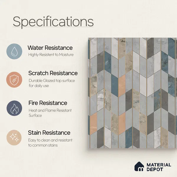 Patterned Look Floor Tile TL 10903 Zigedge Decore 2 ft x 2 ft Fusion Carving Matte Finish Vitrified Tile - 9 mm | 2 Random Design | Suitable For Bathroom, Terrace & Balcony | Please Expect a Slight Variation of Pattern