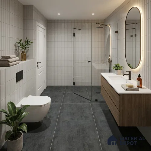 Stone Look Floor Tile TL 10904 Kleoz Antracite 2 ft x 2 ft Gritty Finish Vitrified Tile - 9 mm | 6 Random Design | Suitable For Bathroom, Terrace & Balcony