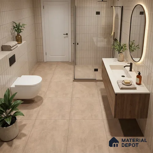 Stone Look Floor Tile TL 10904 C Kleoz Bone 2 ft x 2 ft Gritty Finish Vitrified Tile - 9 mm | 6 Random Design | Suitable For Bathroom, Terrace & Balcony