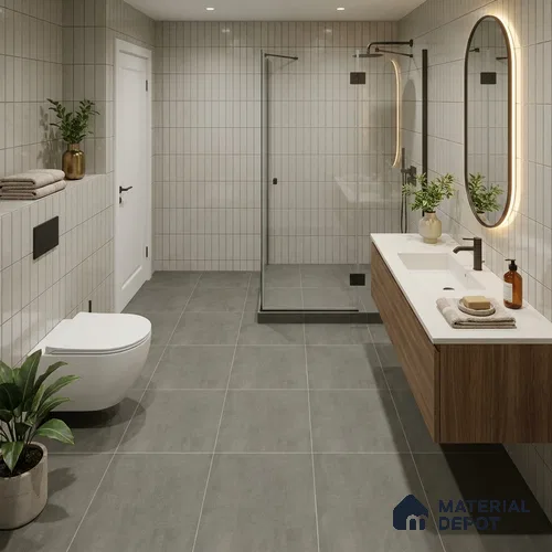 Stone Look Floor Tile TL 10904 E Kleoz Gris 2 ft x 2 ft Gritty Finish Tile - 9 mm | 6 Random Design | Suitable For Bathroom, Terrace & Balcony