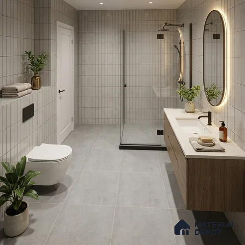 Stone Look Floor Tile TL 10904 F Kleoz Light Grey 2 ft x 2 ft Gritty Finish Vitrified Tile - 9 mm | 6 Random Design | Suitable For Bathroom, Terrace & Balcony