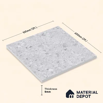 Terrazzo Wall & Floor Tile TL 10905 Confetti Terazzo Bianco 2 ft x 2 ft Matte Finish Vitrified Tile - 9 mm | 8 Random Design | Suitable For Living Room, Bathroom, Kitchen