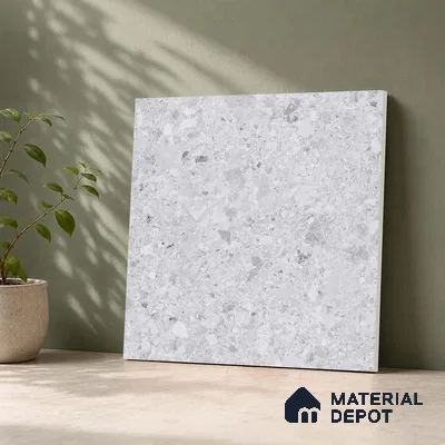 Terrazzo Wall & Floor Tile TL 10905 Confetti Terazzo Bianco 2 ft x 2 ft Matte Finish Vitrified Tile - 9 mm | 8 Random Design | Suitable For Living Room, Bathroom, Kitchen
