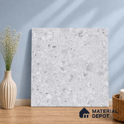 Terrazzo Wall & Floor Tile TL 10905 Confetti Terazzo Bianco 2 ft x 2 ft Matte Finish Vitrified Tile - 9 mm | 8 Random Design | Suitable For Living Room, Bathroom, Kitchen