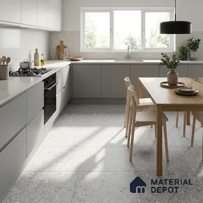 Terrazzo Wall & Floor Tile TL 10905 Confetti Terazzo Bianco 2 ft x 2 ft Matte Finish Vitrified Tile - 9 mm | 8 Random Design | Suitable For Living Room, Bathroom, Kitchen