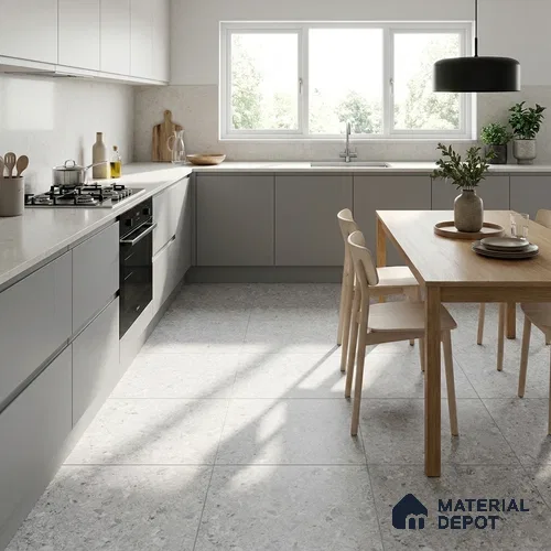 Terrazzo Wall & Floor Tile TL 10905 Confetti Terazzo Bianco 2 ft x 2 ft Matte Finish Vitrified Tile - 9 mm | 8 Random Design | Suitable For Living Room, Bathroom, Kitchen