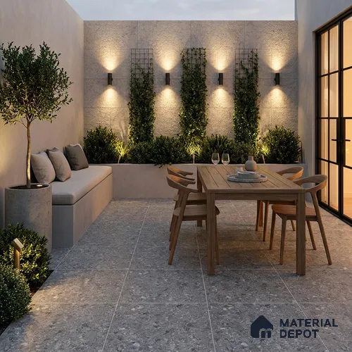 Terrazzo Wall & Floor Tile TL 10905 B Confetti Terazzo Grey 2 ft x 2 ft Matte Finish Vitrified Tile - 9 mm | 8 Random Design | Suitable For Bathroom, Terrace & Balcony
