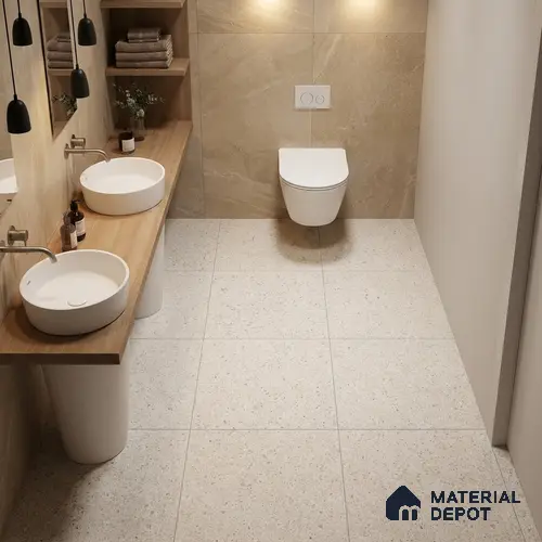 Terrazzo Wall & Floor Tile TL 10914 Teraza Silver 2 ft x 2 ft Matte Finish Vitrified Parking Tile - 12 mm | 12 Random Design | Suitable For Living Room, Bathroom, Kitchen
