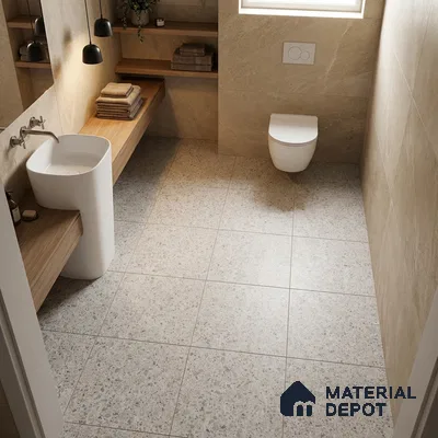 Terrazzo Wall & Floor Tile TL 10914 B Teraza Grey 2 ft x 2 ft Matte Finish Vitrified Parking Tile - 12 mm | 12 Random Design | Suitable For Bathroom, Balcony, Courtyard