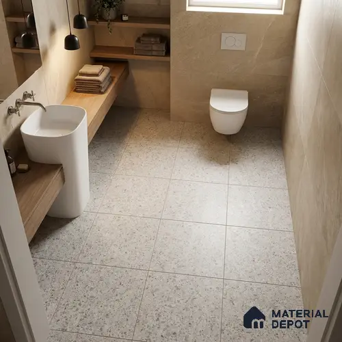 Terrazzo Wall & Floor Tile TL 10914 B Teraza Grey 2 ft x 2 ft Matte Finish Vitrified Parking Tile - 12 mm | 12 Random Design | Suitable For Living Room, Bathroom, Kitchen