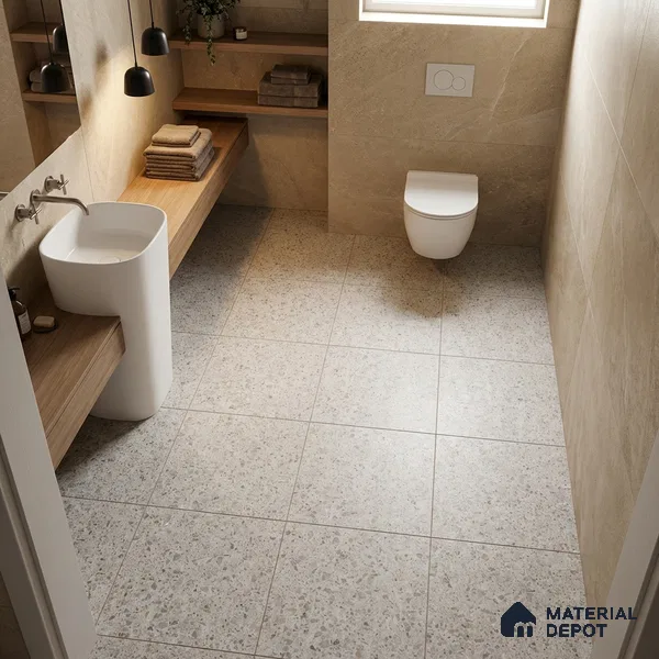 Terrazzo Wall & Floor Tile TL 10914 B Teraza Grey 2 ft x 2 ft Matte Finish Vitrified Parking Tile - 12 mm | 12 Random Design | Suitable For Bathroom, Balcony, Courtyard