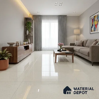 Terrazo Wall Tile TL 10917 E Terazzo Crema 4 ft x 2 ft Glossy Finish Vitrified Tile - 9 mm | 1 Random Design | Suitable For Living Room, Bedroom, Kitchen, Office & Dining