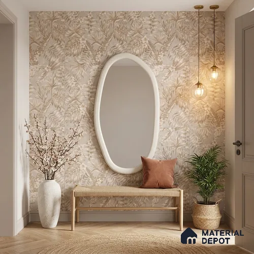 Tropical Wall Tile TL 10935 Crystella Oro Decore 4 ft x 2 ft Carving Matte Finish Vitrified Tile - 9 mm | Suitable for Bathroom, Accent/Feature Wall, Dining Area