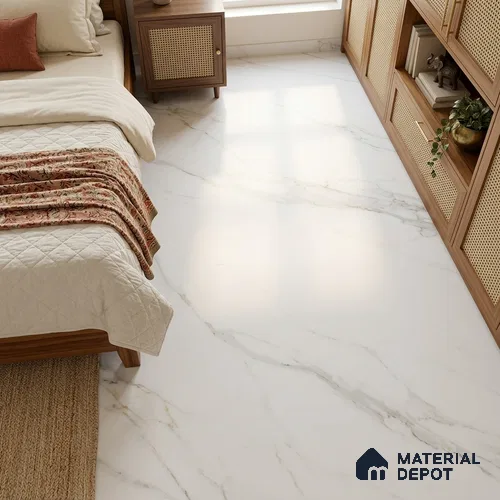 Marble Wall & Floor Tile TL 10945 White 6 ft x 4 ft Matte Carving Finish Vitrified Tile - 9 mm | 4 Random Designs | Suitable For Living Room, Bedroom, Dining Area, Kitchen | Adhesive and Spacers Must be Used During Installation