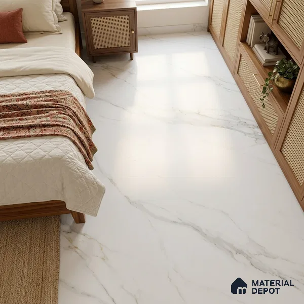 Marble Look Wall & Floor TL 10945 Palido White Glit 6 ft x 4 ft Fusion Carving Matte Finish Large Formate Vitrified Tile - 9 mm | 4 Random Design | Suitable For Living Room, Bedroom, Kitchen, Office & Dining | Adhesive and Spacers Must be Used During Installation