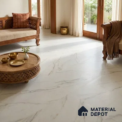 Marble Look Wall & Floor TL 10945 Palido White Glit 6 ft x 4 ft Fusion Carving Matte Finish Large Formate Vitrified Tile - 9 mm | 4 Random Design | Suitable For Living Room, Bedroom, Kitchen, Office & Dining | Adhesive and Spacers Must be Used During Installation