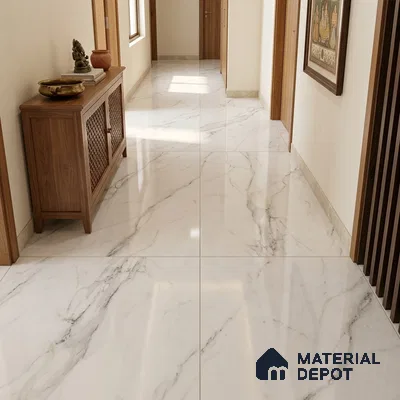 Marble Wall & Floor Tile TL 10945 B White 6 ft x 4 ft Glossy Finish Vitrified Tile - 9 mm | 4 Random Designs | Suitable For Living Room, Bedroom, Bathroom | Adhesive and Spacers Must be Used During Installation