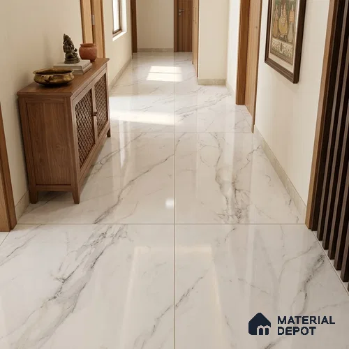 Marble Look Wall & Floor TL 10945 B Palido White 6 ft x 4 ft Polished Finish Large Formate Vitrified Tile - 9 mm | 4 Random Design | Suitable For Living Room, Bedroom, Kitchen, Office & Dining | Adhesive and Spacers Must be Used During Installation