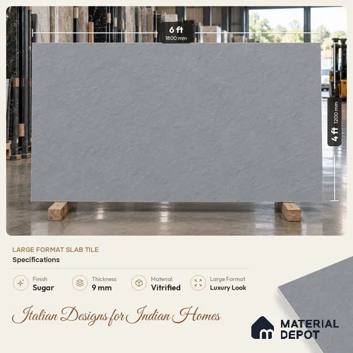 Stone Look Wall & Floor TL 10946 Cemexa Grey 6 ft x 4 ft Gritty Finish Large Formate Vitrified Tile - 9 mm | 2 Random Design | Suitable For Living Room, Bedroom, Kitchen, Office & Dining | Adhesive and Spacers Must be Used During Installation