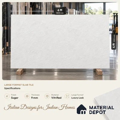 Stone Look Wall & Floor TL 10946 B Cemexa Silver 6 ft x 4 ft Gritty Finish Large Formate Vitrified Tile - 9 mm | 3 Random Design | Suitable For Living Room, Bedroom, Kitchen, Office & Dining | Adhesive and Spacers Must be Used During Installation