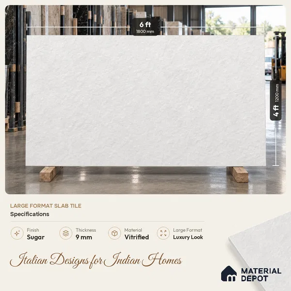 Stone Look Wall & Floor TL 10946 B Cemexa Silver 6 ft x 4 ft Gritty Finish Large Formate Vitrified Tile - 9 mm | 3 Random Design | Suitable For Living Room, Bedroom, Kitchen, Office & Dining | Adhesive and Spacers Must be Used During Installation