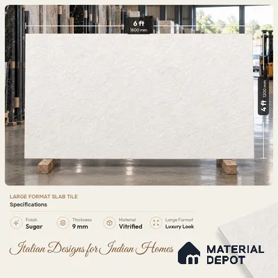 Stone Look Wall & Floor TL 10946 C Cemexa Cream 6 ft x 4 ft Gritty Finish Large Formate Vitrified Tile - 9 mm | 3 Random Design | Suitable For Living Room, Bedroom, Kitchen, Office & Dining | Adhesive and Spacers Must be Used During Installation