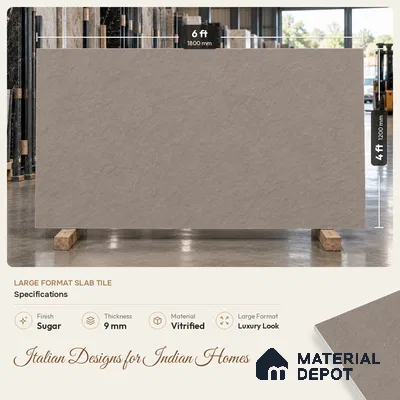 Stone Look Wall & Floor TL 10946 D Cemexa Taupe 6 ft x 4 ft Gritty Finish Large Formate Vitrified Tile - 9 mm | 3 Random Design | Suitable For Living Room, Bedroom, Kitchen, Office & Dining | Adhesive and Spacers Must be Used During Installation