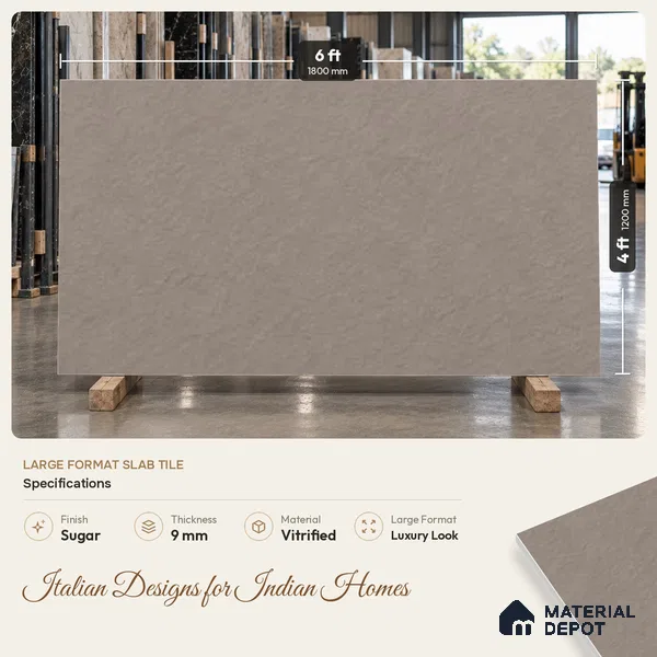 Stone Look Wall & Floor TL 10946 D Cemexa Taupe 6 ft x 4 ft Gritty Finish Large Formate Vitrified Tile - 9 mm | 3 Random Design | Suitable For Living Room, Bedroom, Kitchen, Office & Dining | Adhesive and Spacers Must be Used During Installation