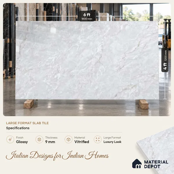 Stone Look Wall & Floor TL 10947 B Barattini Claro 6 ft x 4 ft Infinia Finish Large Format Vitrified Tile - 9 mm | 3 Random Design | Suitable For Living Room, Bedroom, Kitchen, Office & Dining | Adhesive and Spacers Must be Used During Installation
