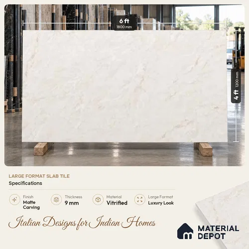 Marble Look Wall & Floor TL 10948 Barattini Sabbia Glit 6 ft x 4 ft Fusion Carving Matte Finish Large Formate Vitrified Tile - 9 mm | 3 Random Design | Suitable For Living Room, Bedroom, Kitchen, Office & Dining | Adhesive and Spacers Must be Used During Installation