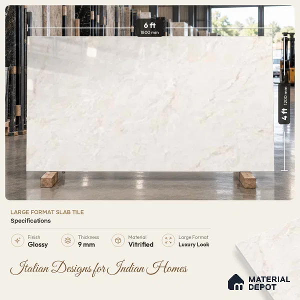 Stone Look Wall & Floor TL 10948 B Barattini Sabbia 6 ft x 4 ft Infinia Finish Large Formate Vitrified Tile - 9 mm | 3 Random Design | Suitable For Living Room, Bedroom, Kitchen, Office & Dining | Adhesive and Spacers Must be Used During Installation
