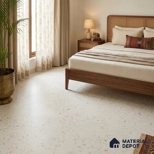 Large Format Terrazzo Wall & Floor TL 10949 Trieste Beige 6 ft x 4 ft Matte Finish Vitrified Tile - 9 mm | 2 Random Design | Suitable For Living Room, Bedroom, Office & Dining | Adhesive and Spacers Must be Used During Installation