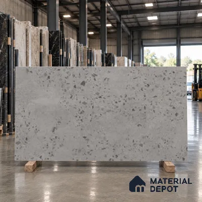 Large Format Terrazzo Wall & Floor TL 10949 B Trieste Grey 6 ft x 4 ft Matte Finish Vitrified Tile - 9 mm | 2 Random Design | Suitable For Living Room, Bedroom, Office & Dining | Adhesive and Spacers Must be Used During Installation