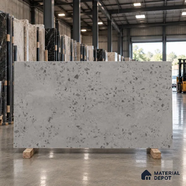 Large Format Terrazzo Wall & Floor TL 10949 B Trieste Grey 6 ft x 4 ft Matte Finish Vitrified Tile - 9 mm | 2 Random Design | Suitable For Living Room, Bedroom, Office & Dining | Adhesive and Spacers Must be Used During Installation
